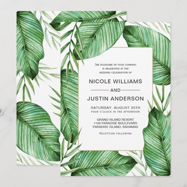 Invitación a la boda de la exuberante vegetación t (Anverso / Reverso)
