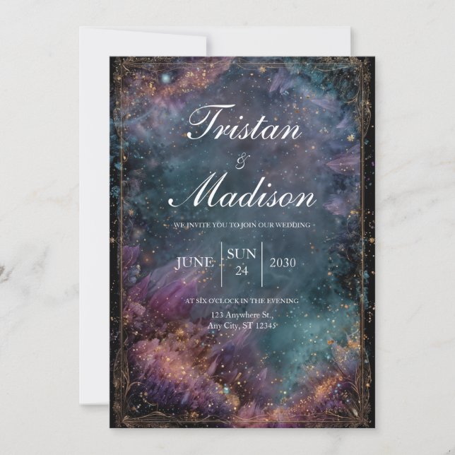 Invitación a la boda de la fantasía de Starlit Gar (Anverso)