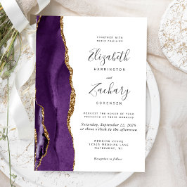 Invitación a la boda de la fiesta de oro morado mo