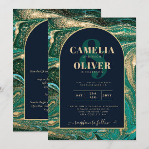 Invitación a la boda de la fiesta de oro verde esm