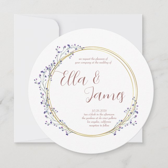 Invitación a la boda de la flor acuarela (Anverso)