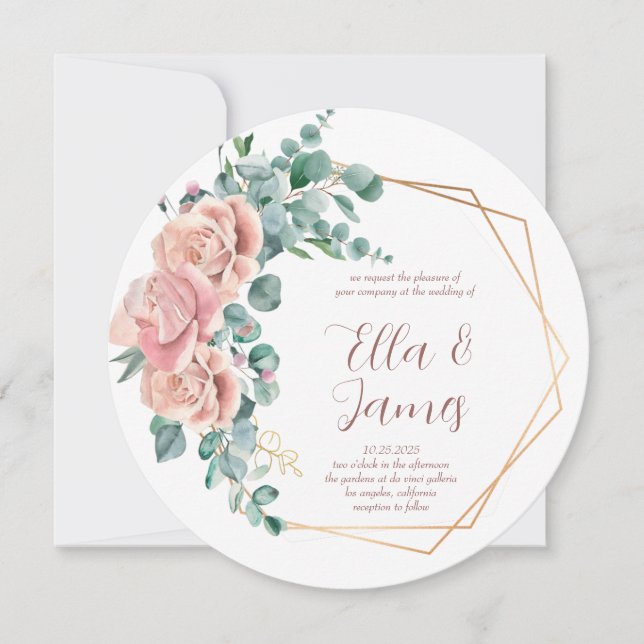 Invitación a la boda de la flor acuarela (Anverso)