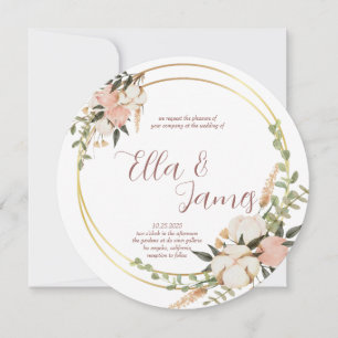 Invitación a la boda de la flor acuarela