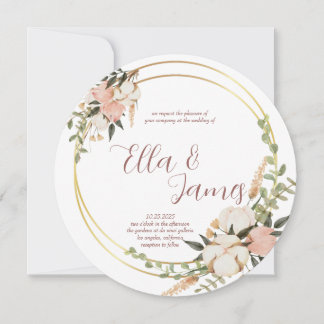 Invitación a la boda de la flor acuarela