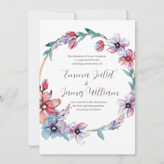 Invitación a la boda de la flor acuarela