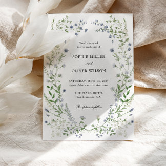 Invitación a la boda de la flor azul