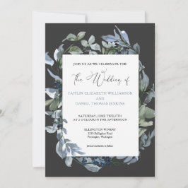 Invitación a la boda de la flor azul de la moda