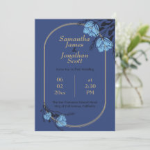 Invitación a la boda de la flor azul Fancy