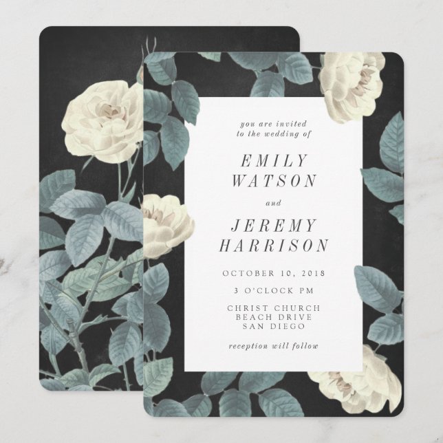 Invitación a la boda de la flor blanca (Anverso / Reverso)