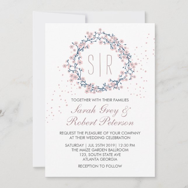 Invitación a la boda de la flor blanca rosa (Anverso)