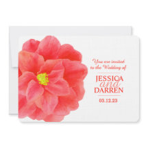 Invitación a la boda de la flor camelliana roja en