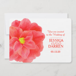 Invitación a la boda de la flor camelliana roja en