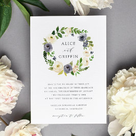 Invitación a la boda de la flor de arándano azul