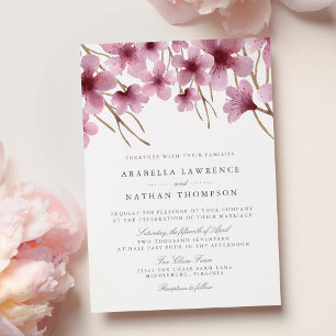 Invitación a la boda de la flor de cerezo acuarela