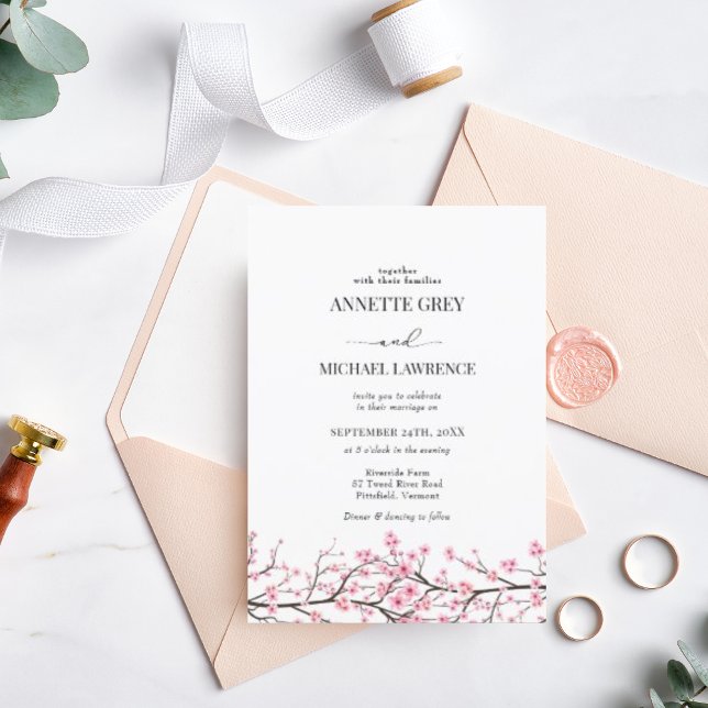 Invitación a la boda de la flor de cerezo de prima (Subido por el creador)