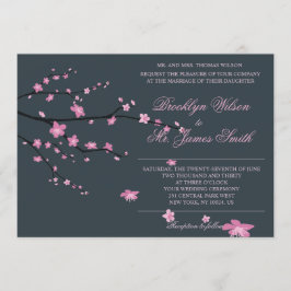 Invitación a la boda de la flor de cerezo oscuro