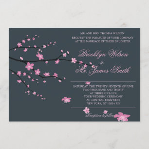 Invitación a la boda de la flor de cerezo oscuro