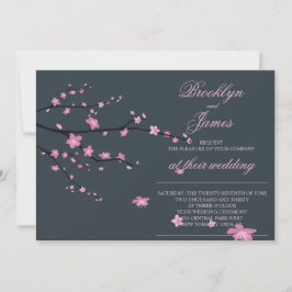 Invitación a la boda de la flor de cerezo oscuro