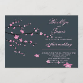 Invitación a la boda de la flor de cerezo oscuro