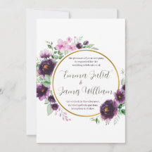 Invitación a la boda de la flor de color morado
