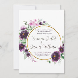Invitación a la boda de la flor de color morado