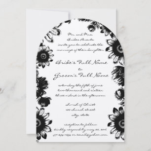 Invitación a la boda de la flor de color negro