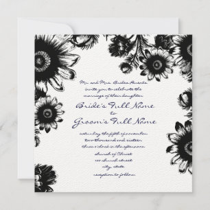 Invitación a la boda de la flor de color negro
