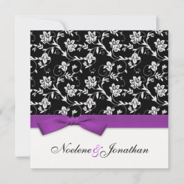 Invitación a la boda de la flor de color púrpura