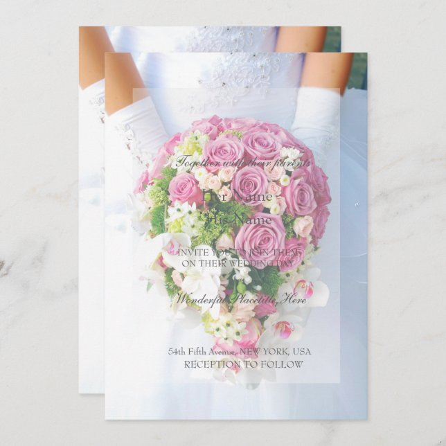 Invitación a la boda de la flor de encaje blanco d (Anverso / Reverso)