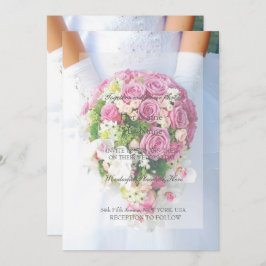 Invitación a la boda de la flor de encaje blanco d