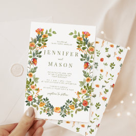 Invitación a la boda de la flor de flores naranja