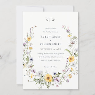 Invitación a la boda de la flor de flores silvestr