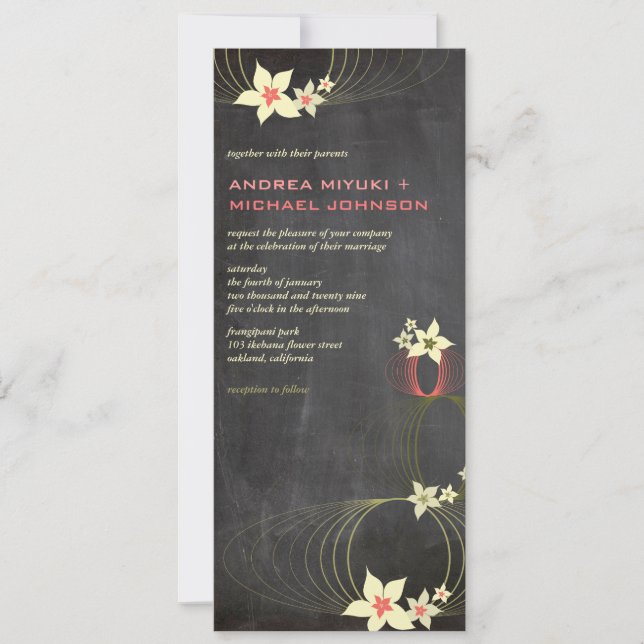 Invitación a la boda de la flor de Frangipani rosa (Anverso)