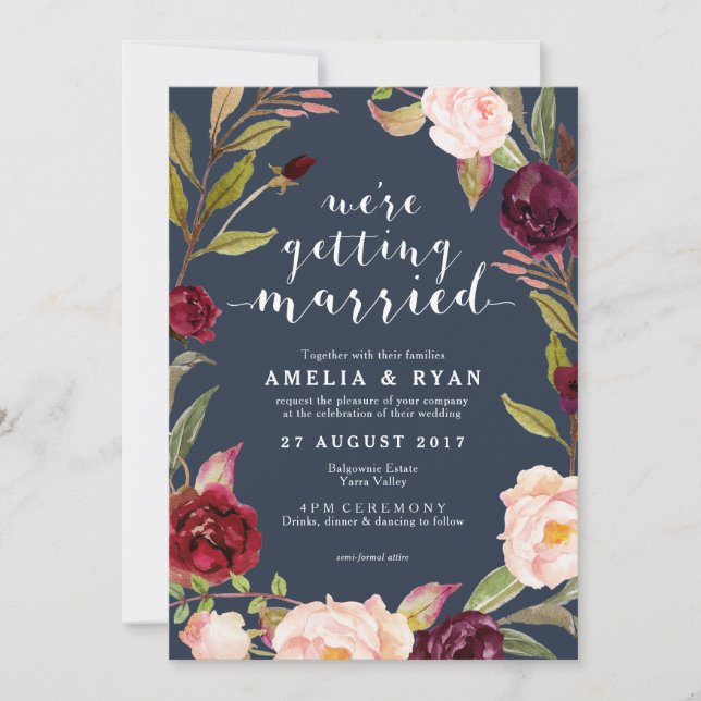 Invitación a la boda de la flor de la marina borgo (Anverso)