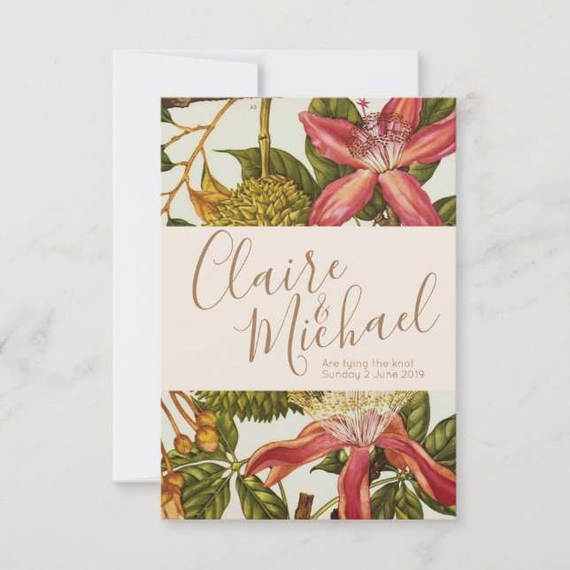 Invitación a la boda de la flor de la pasión roja  (Anverso)