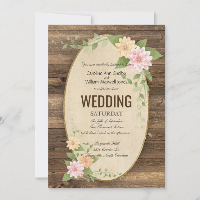 Invitación a la boda de la flor de la Primavera de (Anverso)