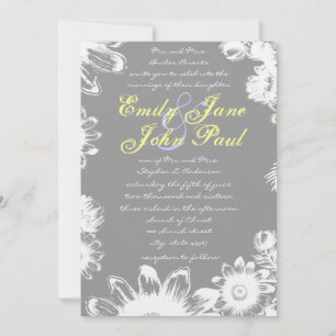 Invitación a la boda de la flor de Lilac gris prof