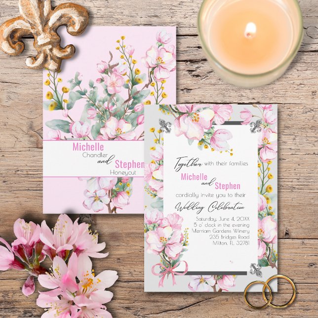 Invitación a la boda de la flor de lis/flor de cer (Subido por el creador)