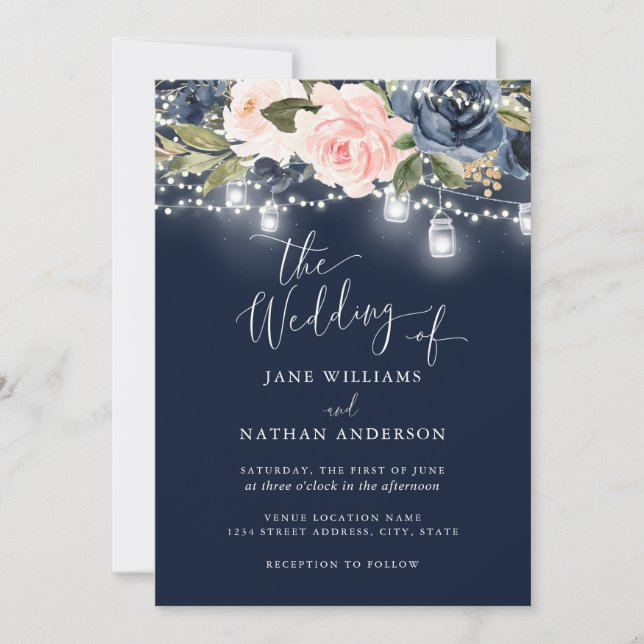 Invitación a la boda de la flor de oro de Rubor de (Anverso)