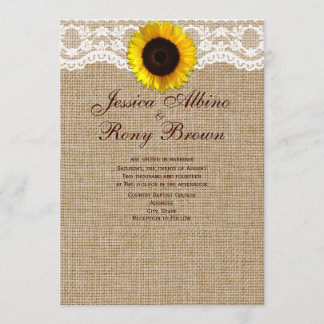 Invitación a la boda de la flor de sol natural Bur