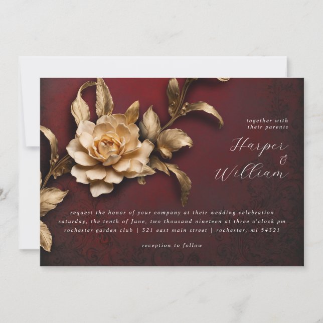 Invitación a la boda de la flor dorada (Anverso)