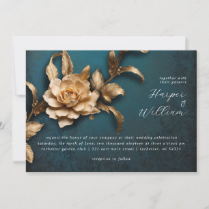 Invitación a la boda de la flor dorada