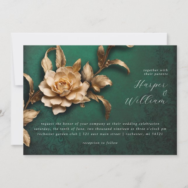 Invitación a la boda de la flor dorada (Anverso)