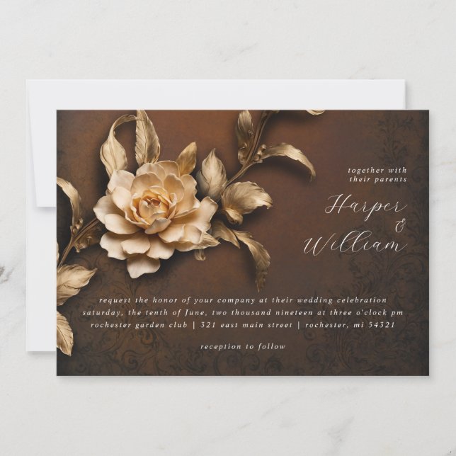 Invitación a la boda de la flor dorada (Anverso)