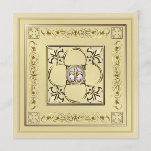 Invitación a la boda de la flor dorada de lis