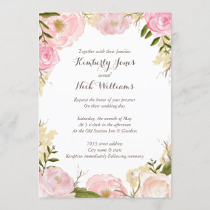 Invitación a la boda de la flor dulce Rosa Wreath
