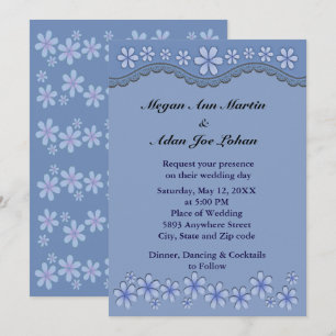 Invitación a la boda de la flor Dusty Blue Six Pet
