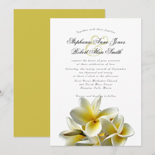 Invitación a la boda de la flor en Hawái en Plumer (Anverso / Reverso)