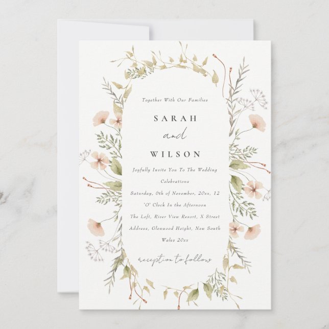 Invitación a la boda de la flor floral floral de R (Anverso)