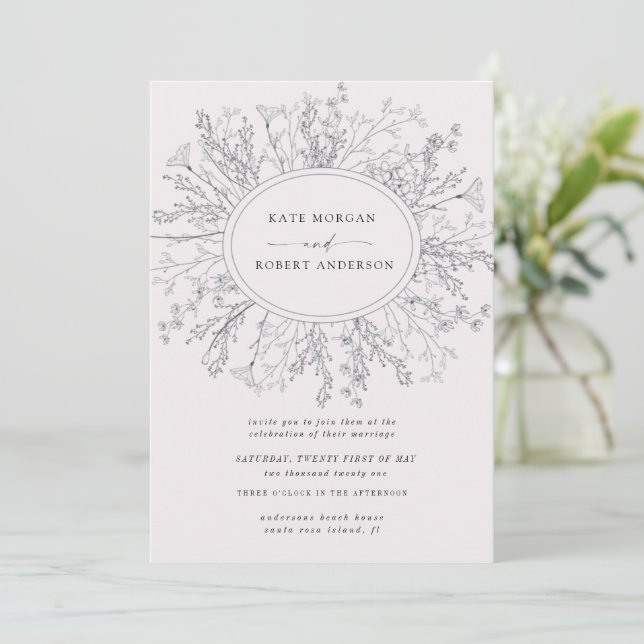 Invitación a la boda de la flor floral moderna esb (Anverso de pie)